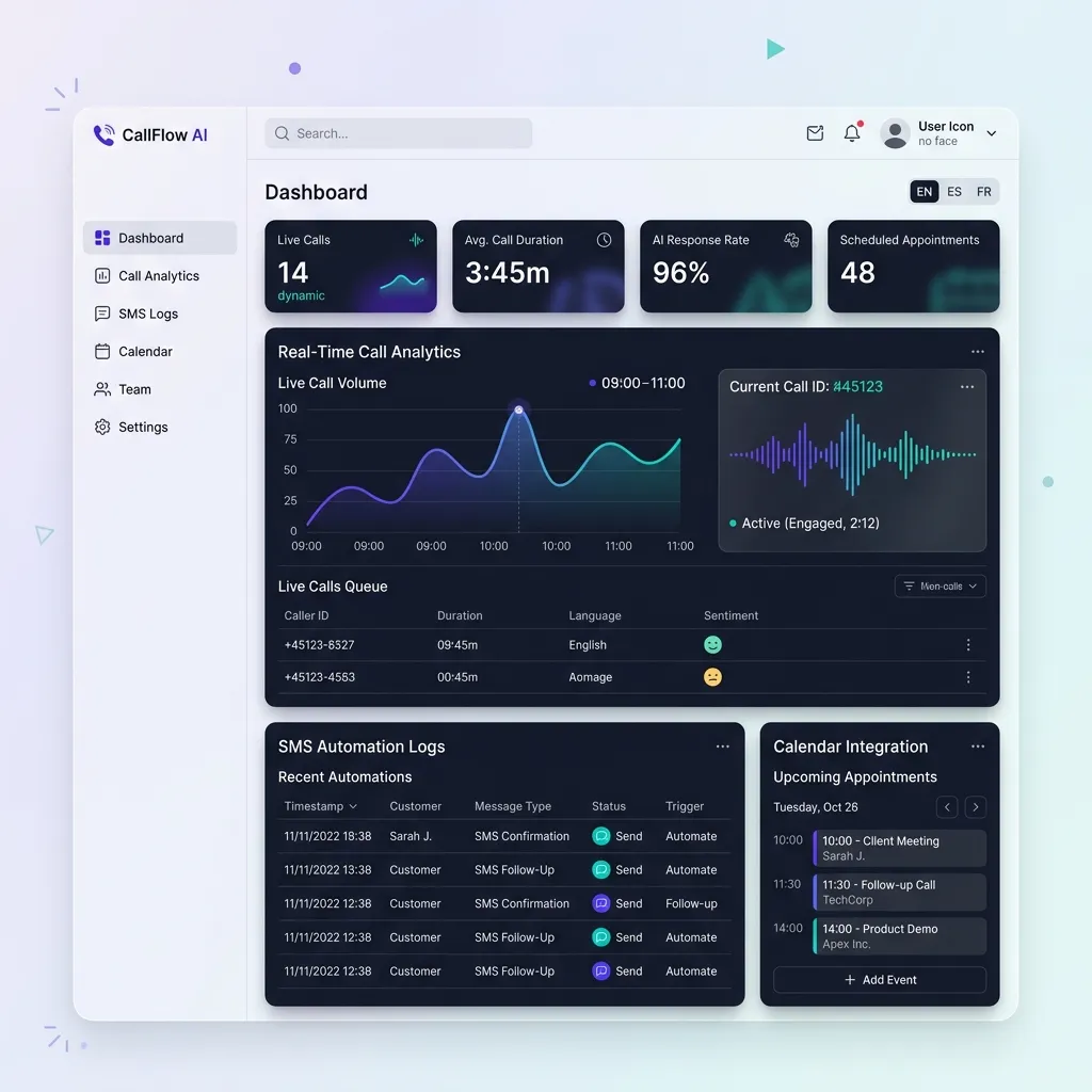 AI Call Responder Dashboard Mockup